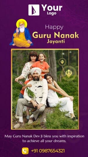 Guru Nanak Dev Ji Jayanti Social Media poster