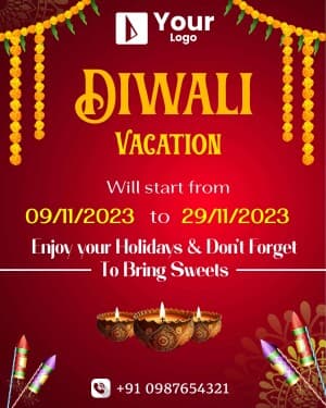 Diwali Holiday's poster Maker