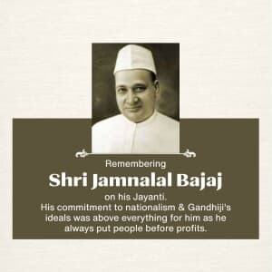 Jamnalal Bajaj Jayanti event poster