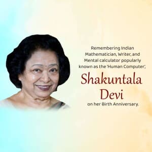 Shakuntala Devi Jayanti flyer