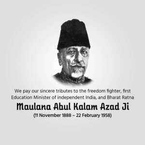 Abul Kalam Azad Birth Anniversary flyer