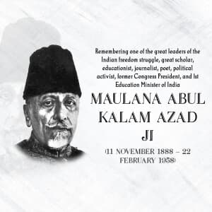 Abul Kalam Azad Birth Anniversary poster