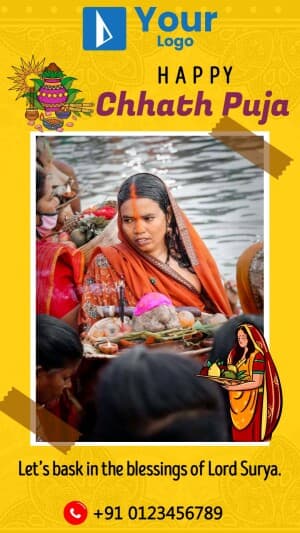 Chhath Puja Wishes template marketing poster