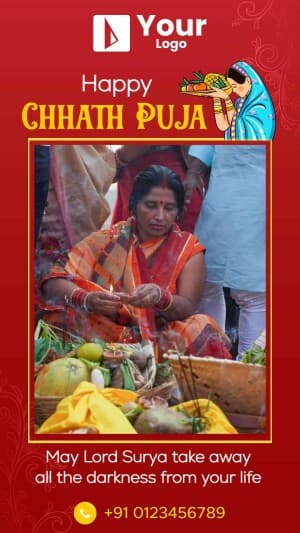 Chhath Puja Wishes template Social Media poster