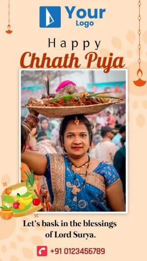 Chhath Puja Wishes template Facebook Poster