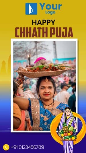 Chhath Puja Wishes template poster Maker