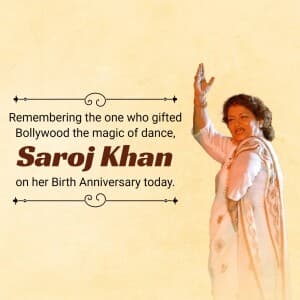 Saroj Khan Birth Anniversary poster