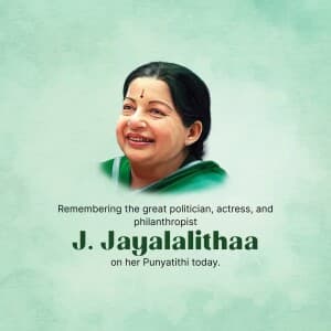 J. Jayalalithaa Punyatithi graphic