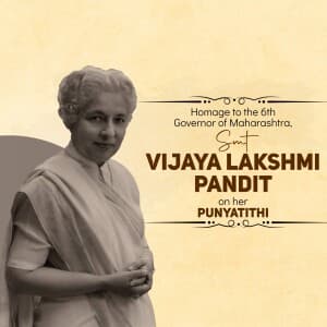 Vijaya Lakshmi Pandit Punyatithi graphic