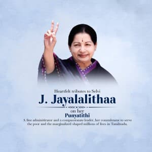 J. Jayalalithaa Punyatithi event poster