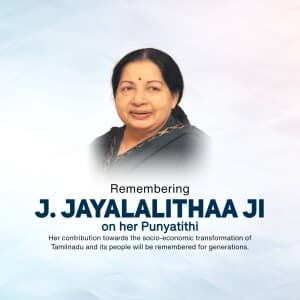 J. Jayalalithaa Punyatithi banner