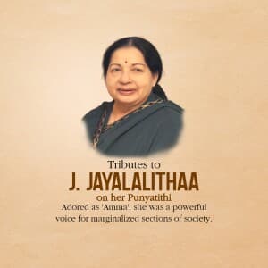 J. Jayalalithaa Punyatithi flyer