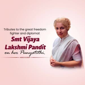 Vijaya Lakshmi Pandit Punyatithi flyer