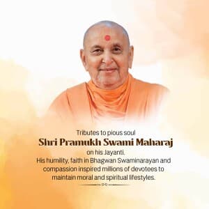 Pramukh Swami Maharaj Jayanti flyer