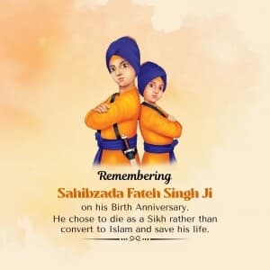 Sahibzada Fateh Singh Birth Anniversary poster