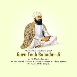 Guru Tegh Bahadur's Martyrdom Day flyer