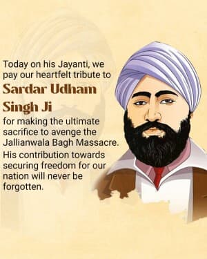 Shaheed Udham Singh Jayanti illustration