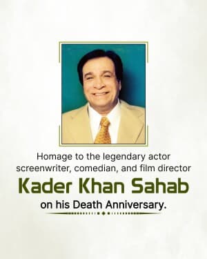 Kader Khan Death Anniversary event poster