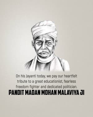 Madan Mohan Malaviya Jayanti graphic