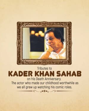 Kader Khan Death Anniversary graphic