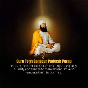 Guru tegh bahadur ji parkash purab post