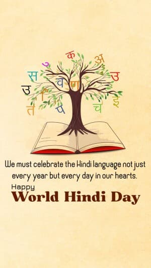 World Hindi Day Insta Story illustration