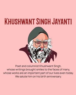 Khushwant Singh Jayanti graphic