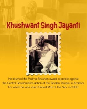 Khushwant Singh Jayanti event poster