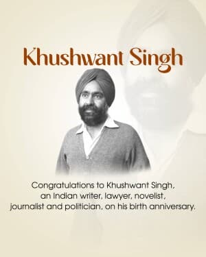 Khushwant Singh Jayanti banner