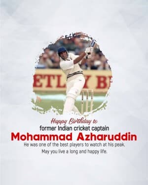 Mohammad Azharuddin Birthday flyer