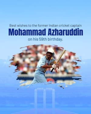 Mohammad Azharuddin Birthday graphic