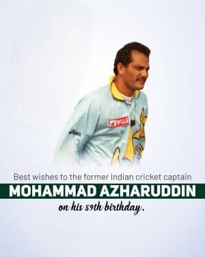 Mohammad Azharuddin Birthday event poster