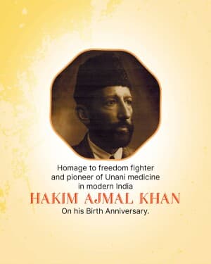 Hakim Ajmal Khan Birth Anniversary event poster