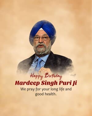 Hardeep Singh Puri Birthday event poster