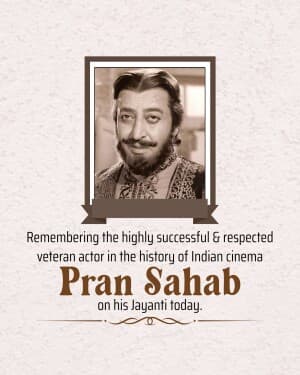 Pran Birth Anniversary illustration