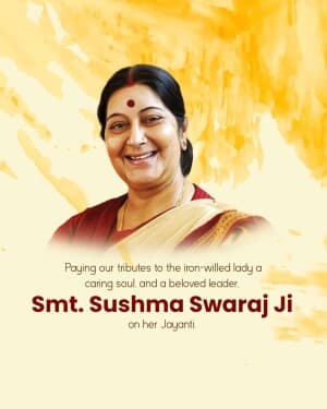 Sushma Swaraj Jayanti graphic