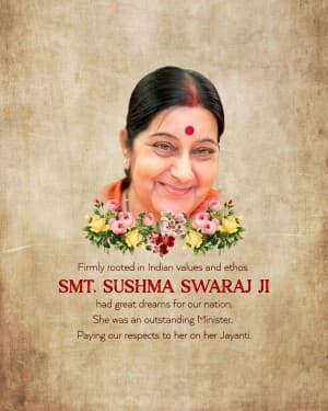 Sushma Swaraj Jayanti poster