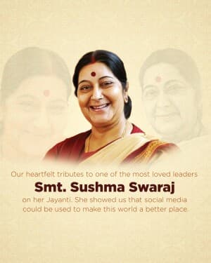 Sushma Swaraj Jayanti flyer