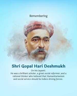 Gopal Hari Deshmukh Jayanti flyer