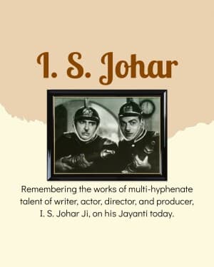 I. S. Johar Jayanti event poster