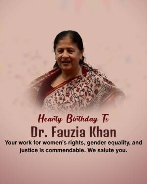 Dr. Fauzia Khan Birthday event poster