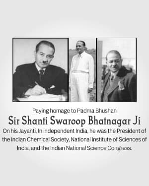 Sir Shanti Swaroop Bhatnagar Jayanti flyer