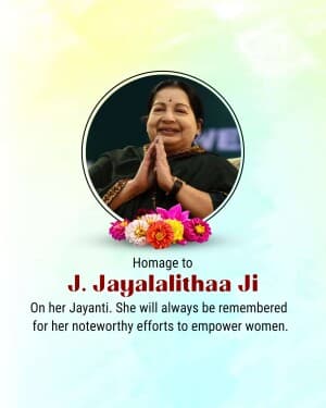 Jayaram Jayalalithaa Jayanti flyer