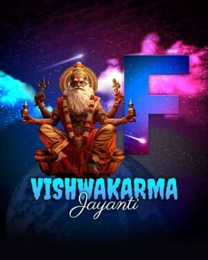 Vishwakarma Jayanti - Premium Alphabet advertisement banner