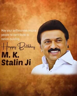 M. K. Stalin Birthday event poster