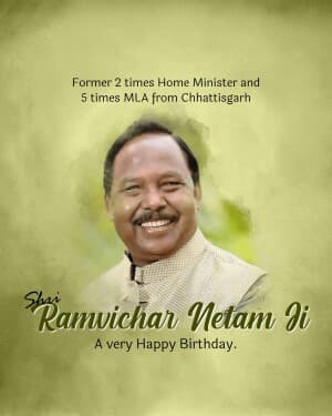 Ramvichar Netam Birthday event poster