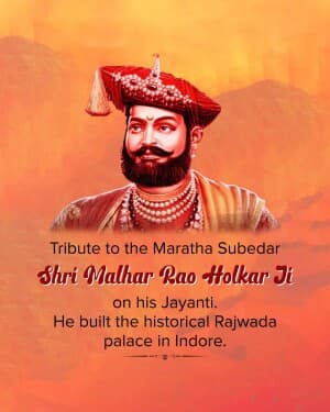 Malhar Rao Holkar Jayanti whatsapp status poster