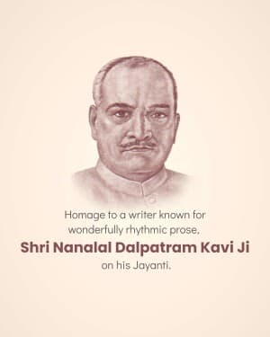 Nanalal Dalpatram Kavi Jayanti marketing poster