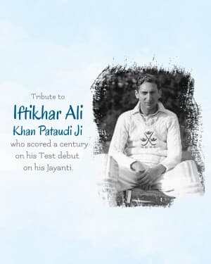 Iftikhar Ali Khan Pataudi Jayanti marketing poster