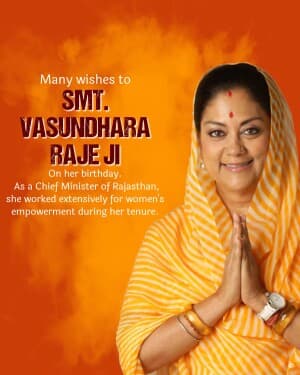 Vasundhara Raje Birthday banner